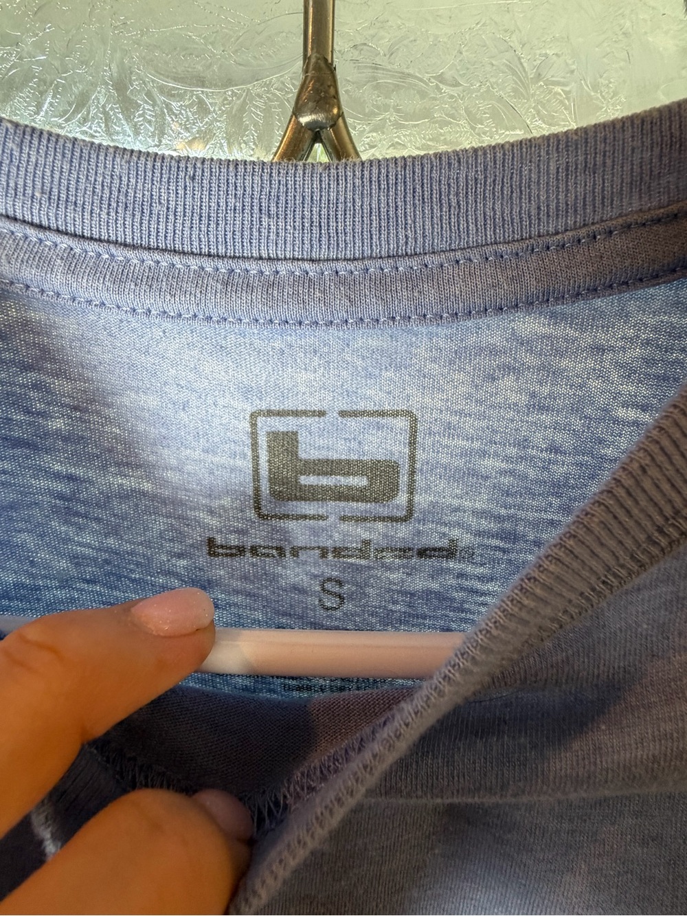 Banded Short Sleeve Graphic Tee in Slate Blue - Picture 3 of 3